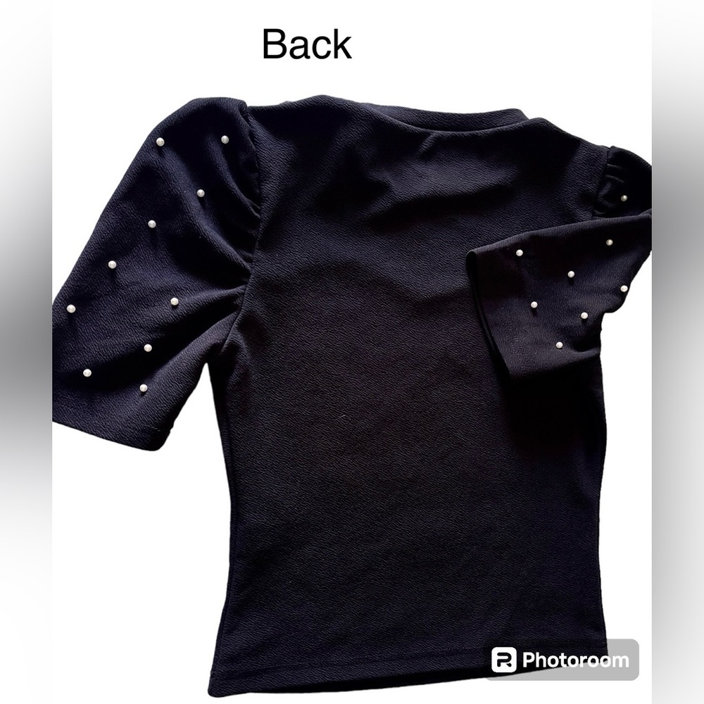 SHEIN sexy lil top, mesh & pearl accents on black, mock turtleneck, M.  NWOT - Picture 5 of 8
